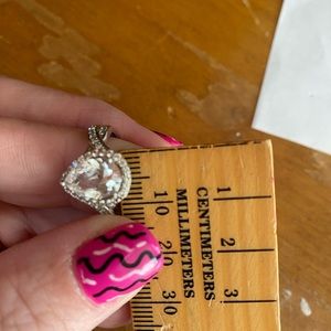 Sterling silver white sapphire pear ring